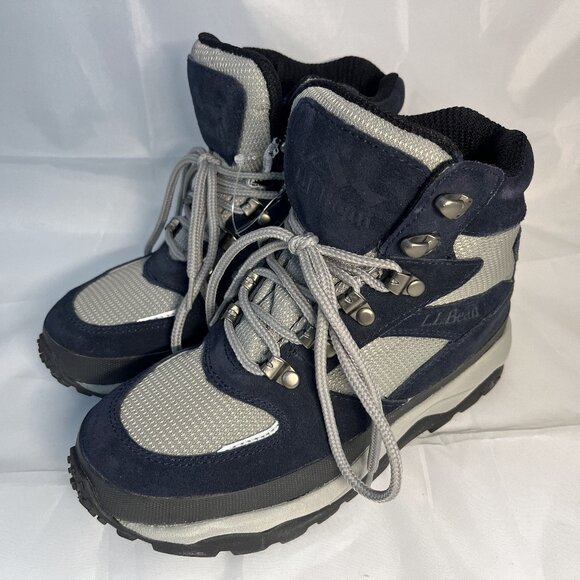 LL Bean Hiking Boots Women’s Blue Suede Hook Loop Sz 6.5 M - Slightly Used - Picture 1 of 10